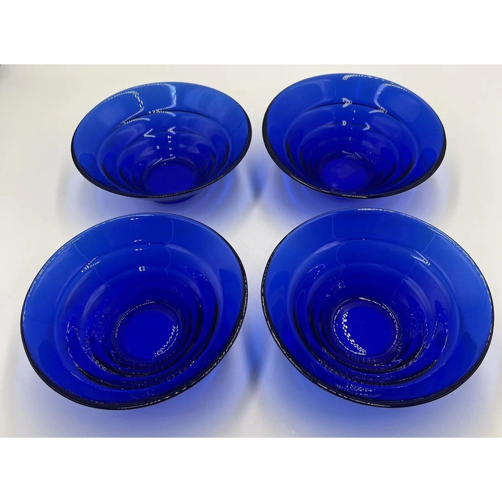 Vetreria Etrusca Italy Cobalt Blue Tiered Art Glass Bowls Set Of 4